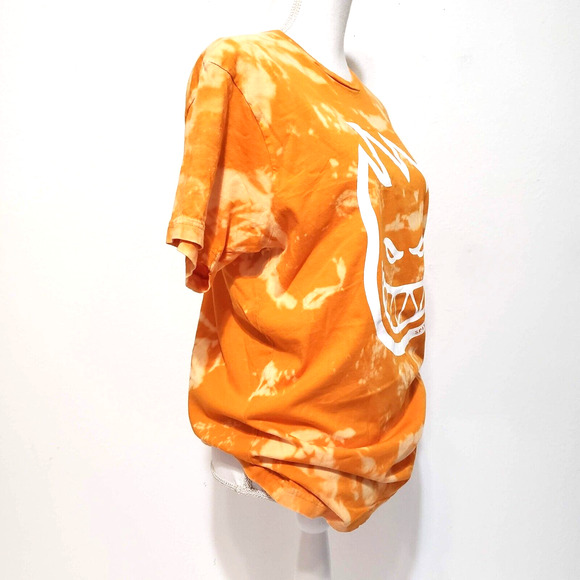 Spitfire SIZE M Womens Unisex Orange Tie Dye LOGO T-Shirt Short Sleeve FLAW - Picture 3 of 14